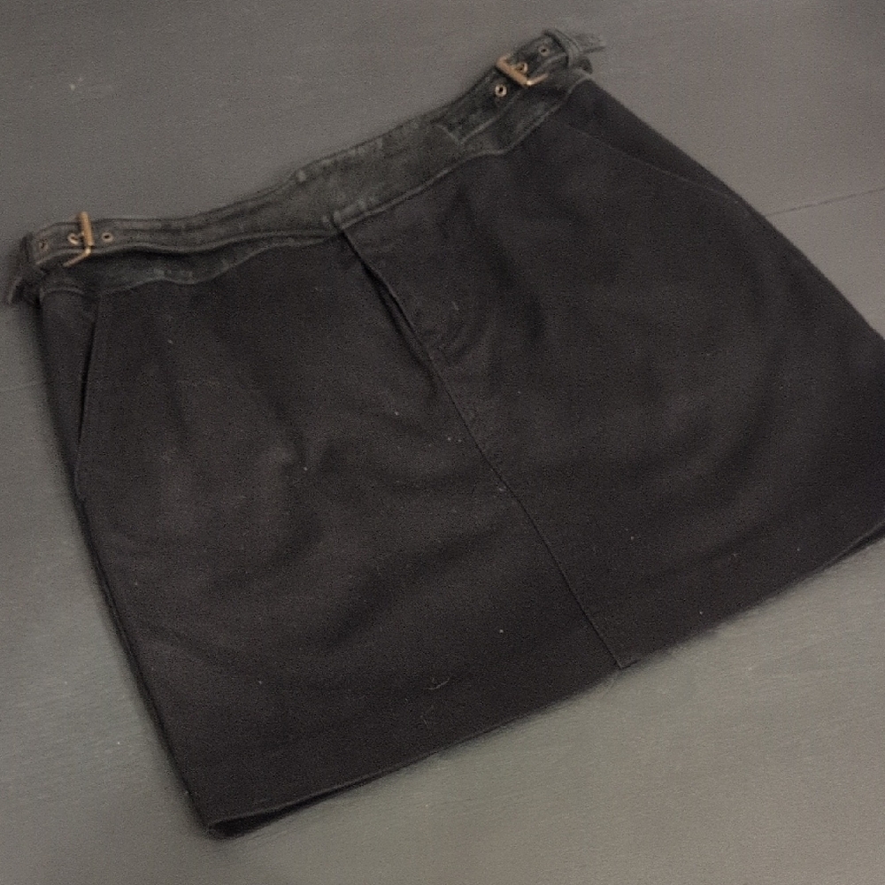 Vintage Ralph Lauren Black Mini Skirt With Suede Wrap Belt Detailing